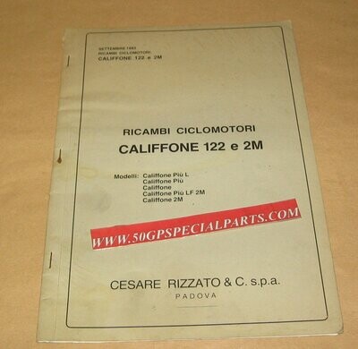 RIZZATO CATALOGO RICAMBI CICLOMOTORI CALIFFONE 122 2M
