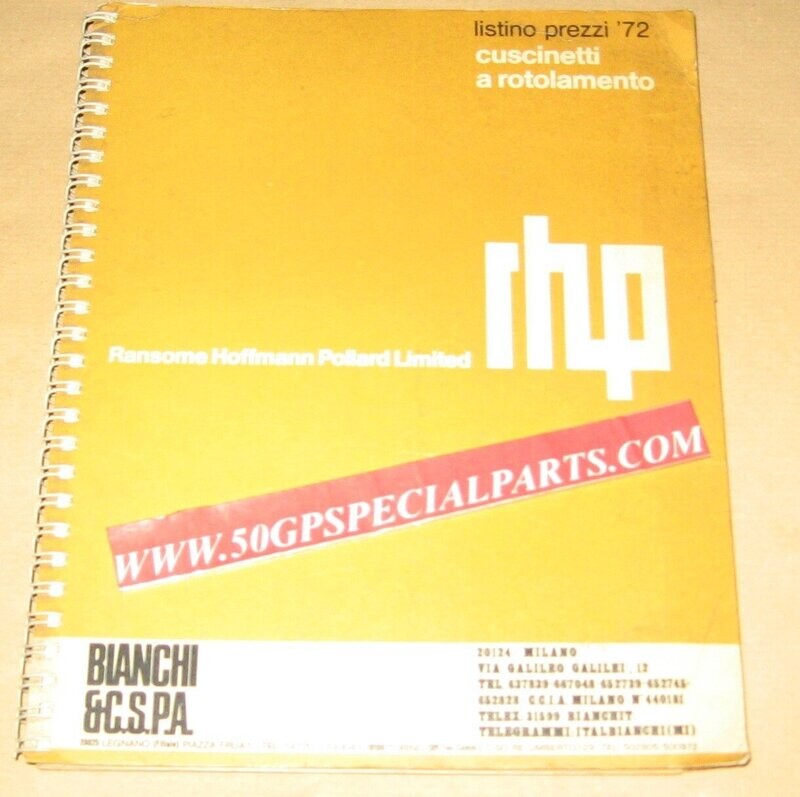 CUSCINETTI RHP CATALOGO 1972