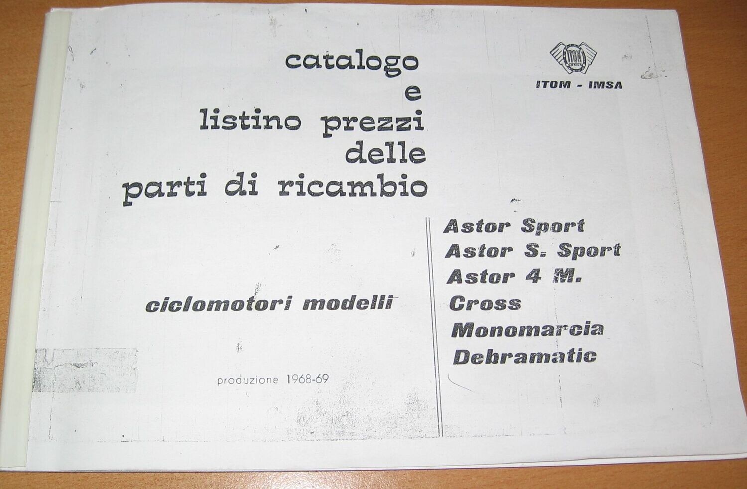 ITOM 3/4 MARCE ASTOR  CATALOGO LISTINO PREZZI PARTI RICAMBIO