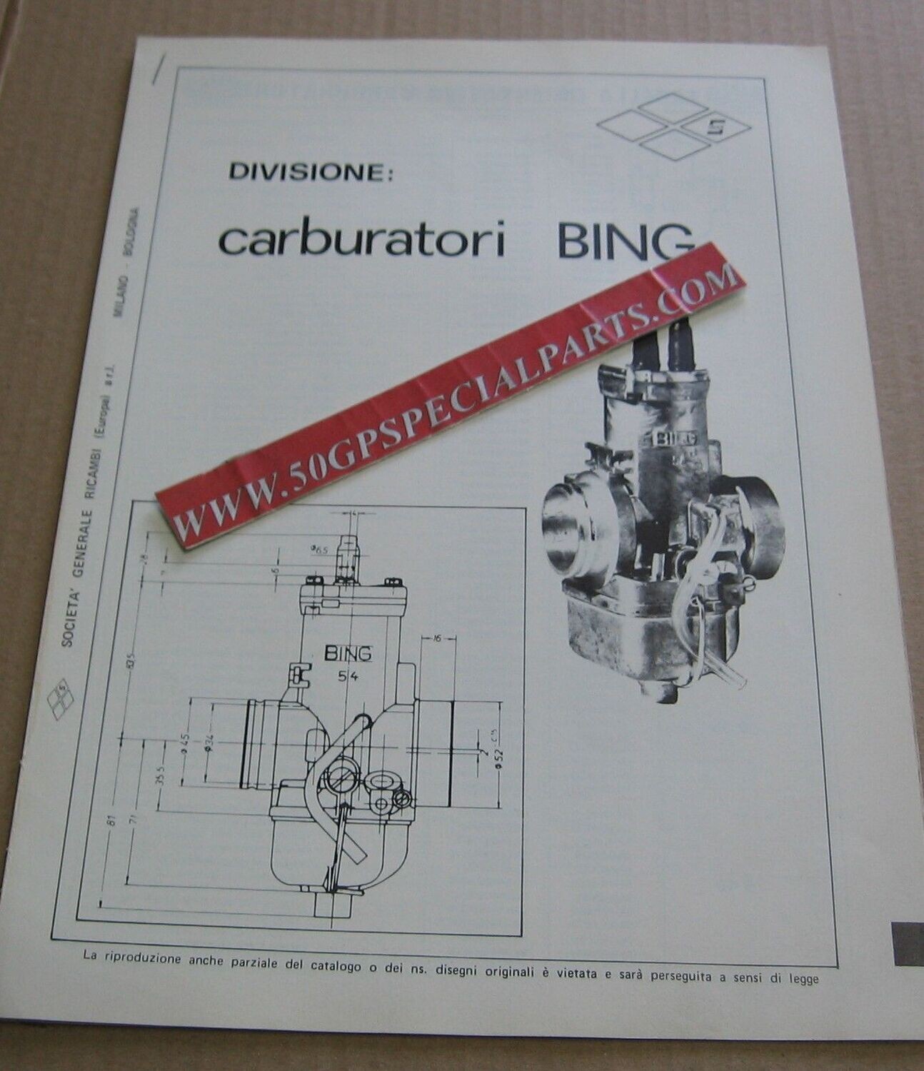 BING CARBURATORI PARTI RICAMBIO