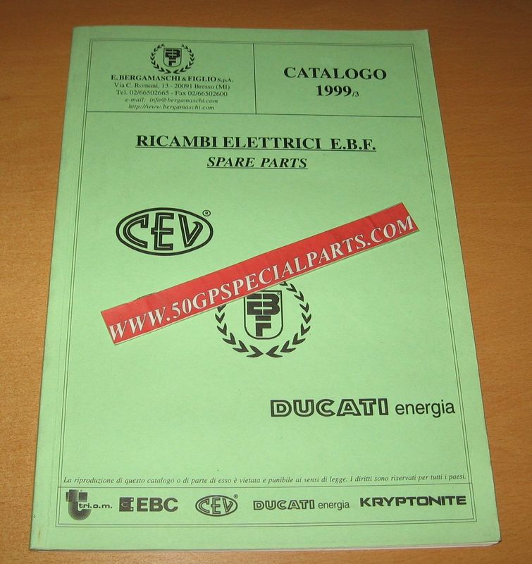 BERGAMASCHI CATALOGO PARTI ELETTRICHE 1999/3