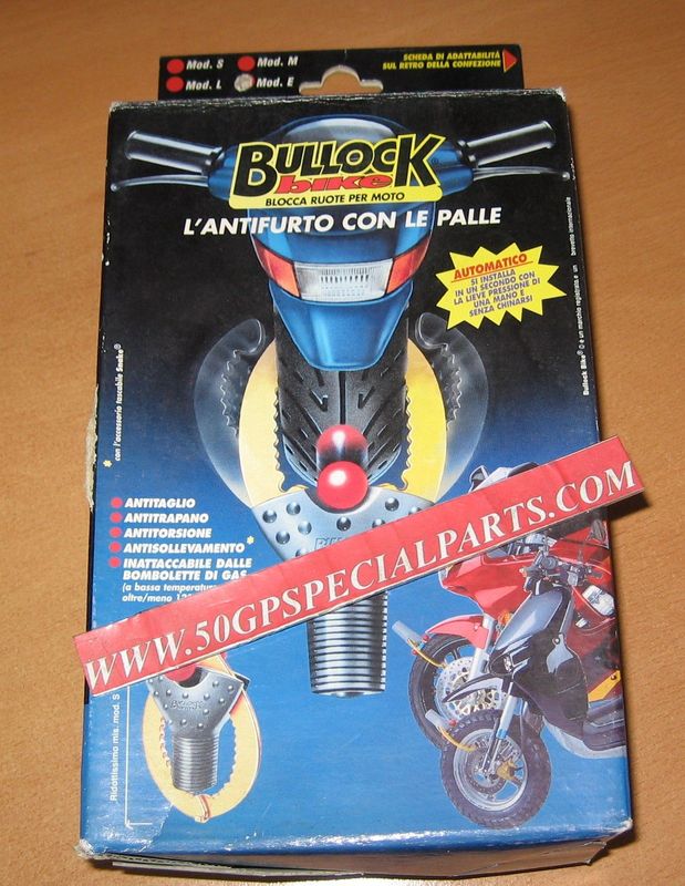 ANTIFURTO BULLOCK RUOTA MOTO E SCOOTER BLOCCA RUOTE MOD. E
