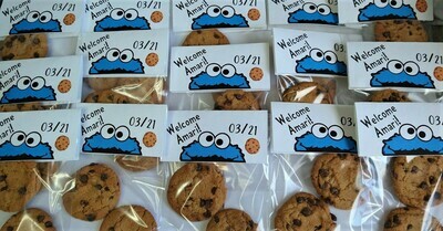 Cookie Monster Themed Birthday Party Treat Bags Personalized