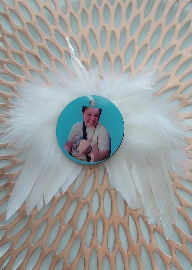 Feathered Angel Wings Ornament with Photo