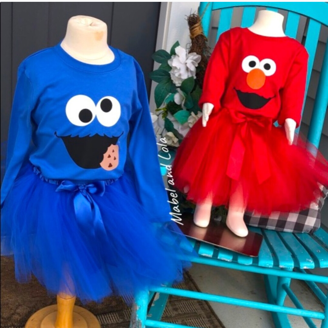 Sesame Street Character Halloween Tutu Costume | Elmo Cookie Big Bird Oscar  Bert Ernie