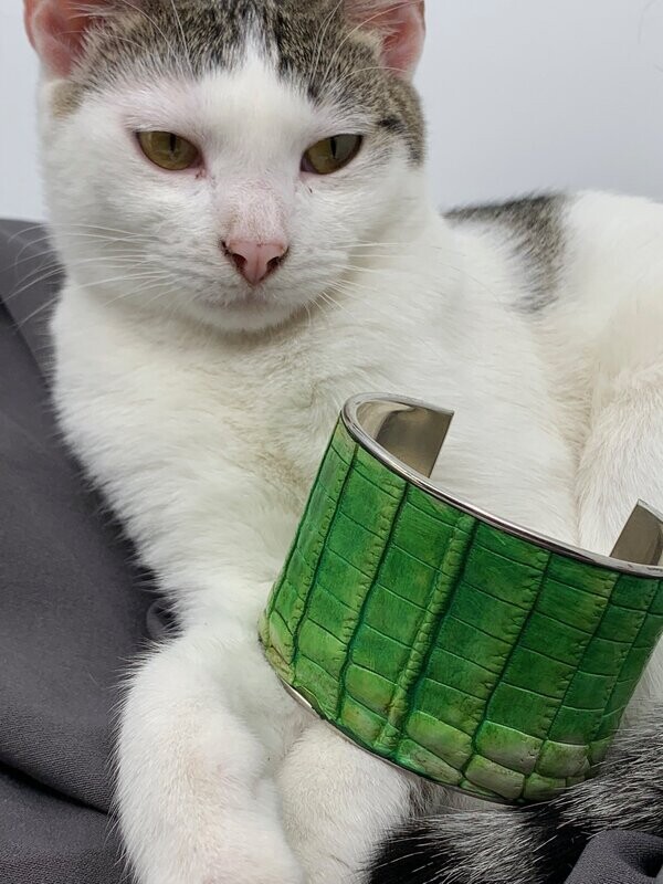Green Crocodile Cuff Bracelet