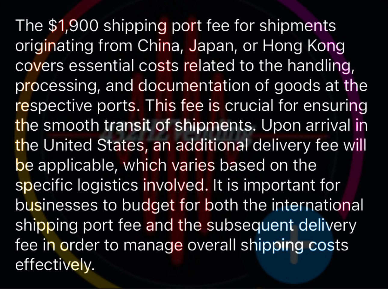 International shipping port fee