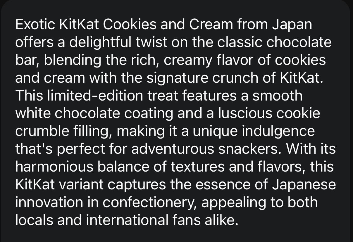Japan, cookies and cream