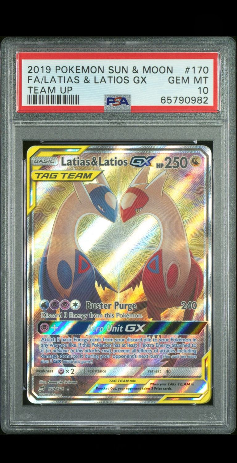 Latias & Latios GX (Alternate Full Art) - Team Up #170/181 This is a TAG TEAM GX card from the 2019 Pokémon Sun & Moon: Team Up set. It’s one of the most iconic and sought-after cards in the set, esp