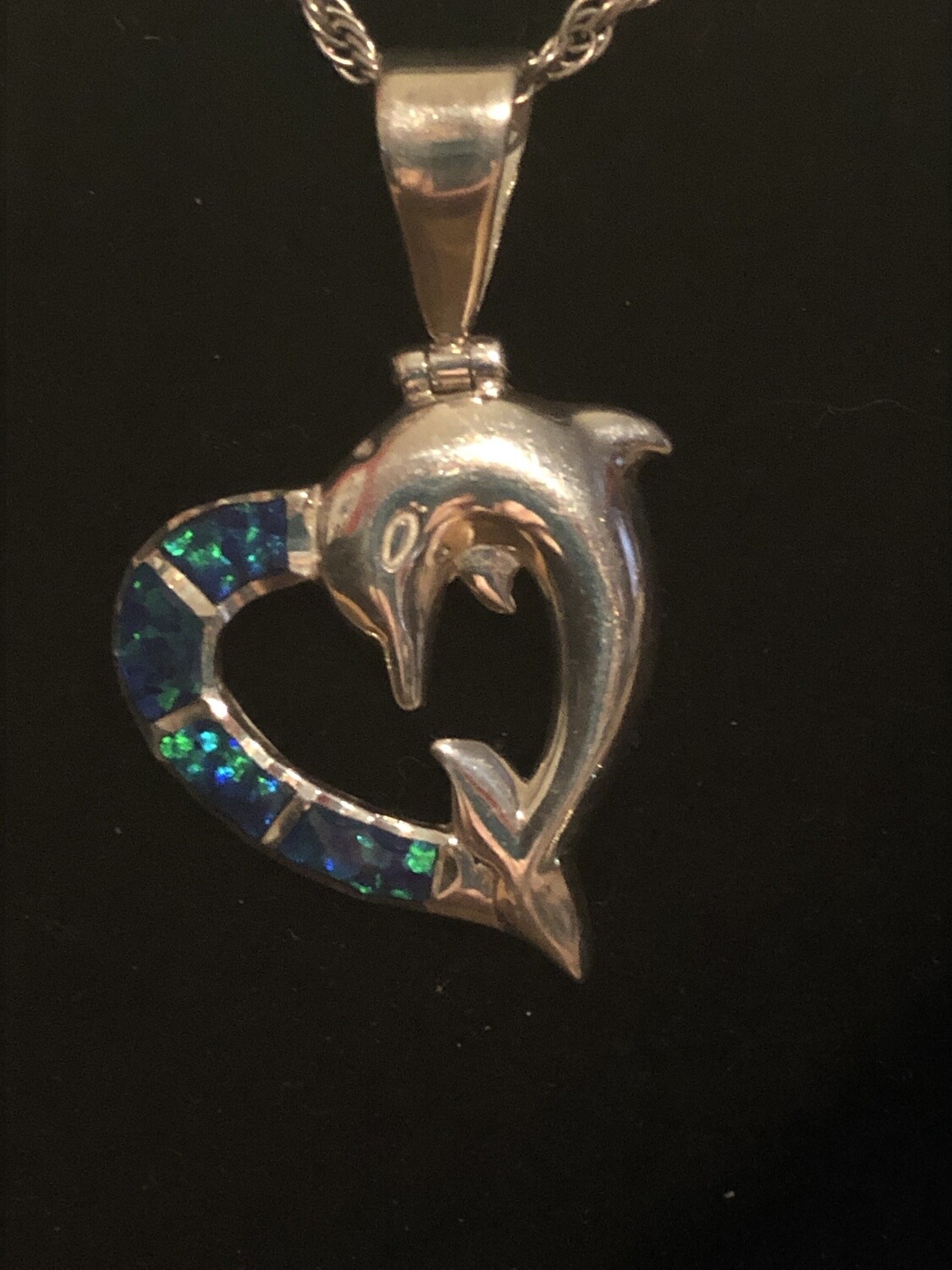 Jumping Dolphin Gold and Stone Necklace