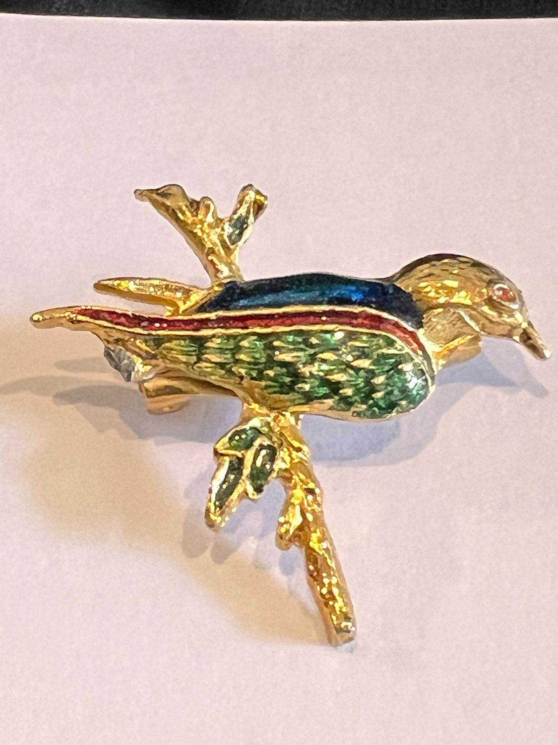 Vintage Deco Style Bird On A Limb Pin
