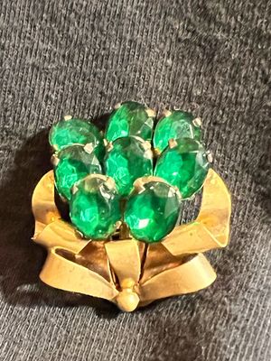 Rare signed CZECHOSLOV Emerald Brooch