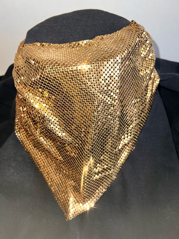 Gold Mesh Scarf Necklace by Whiting &amp; Davis – Vintage Signed Statement Accessory, Estate Collection