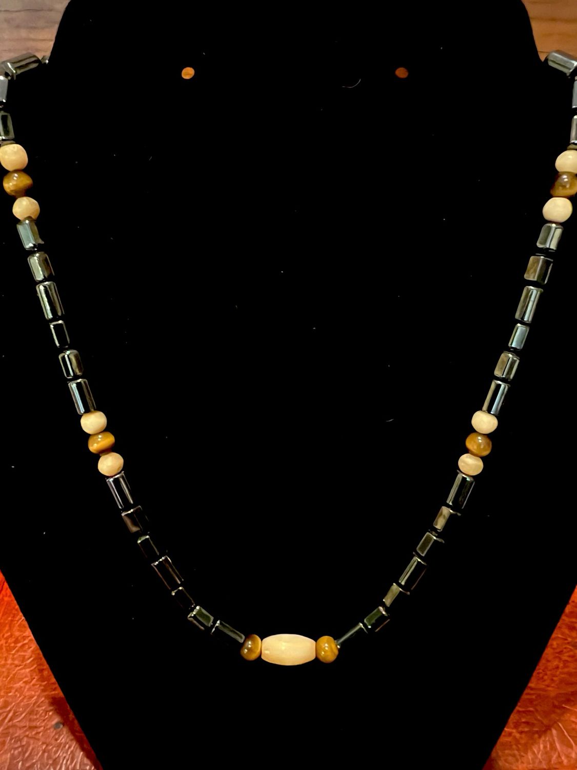 Magnetic Hematite &amp; Tigers Eye Bead Necklace