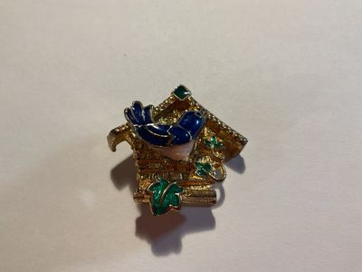 Songbird Enamel Bird And House Pin