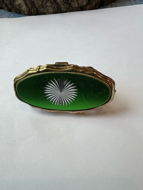 Diamond Cut Green "MON IMAGE" Lipstick Holder Vintage