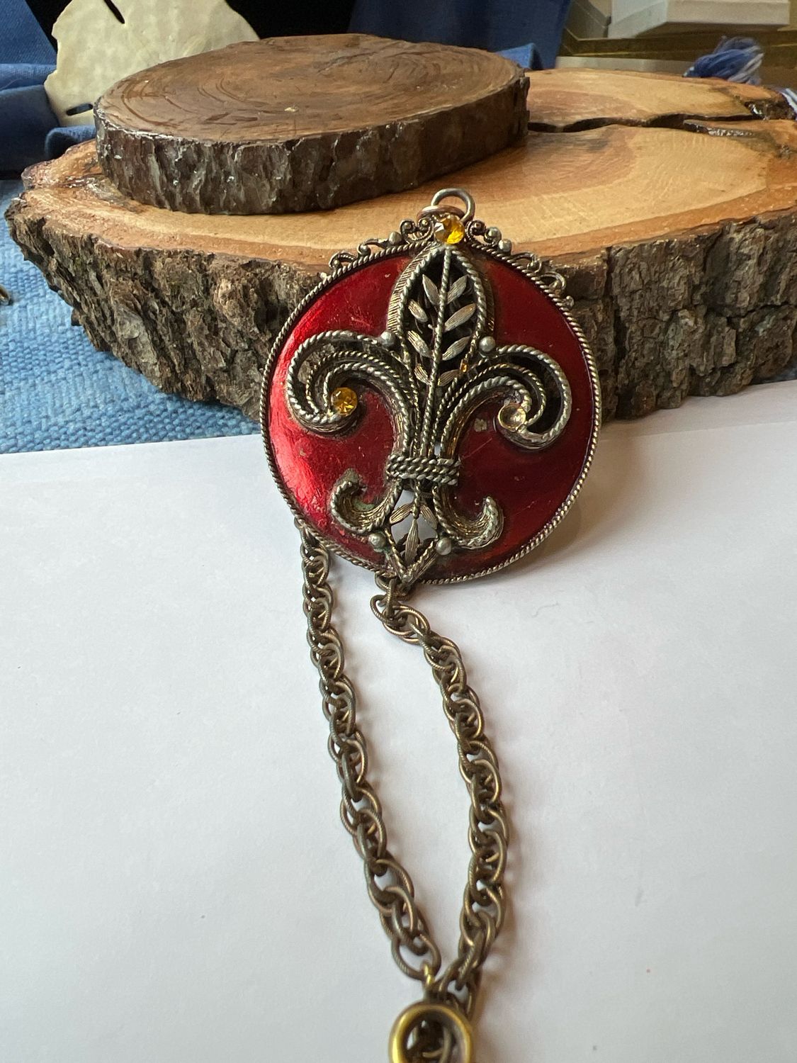 WEISS Signed Fleur de Lis Pendant