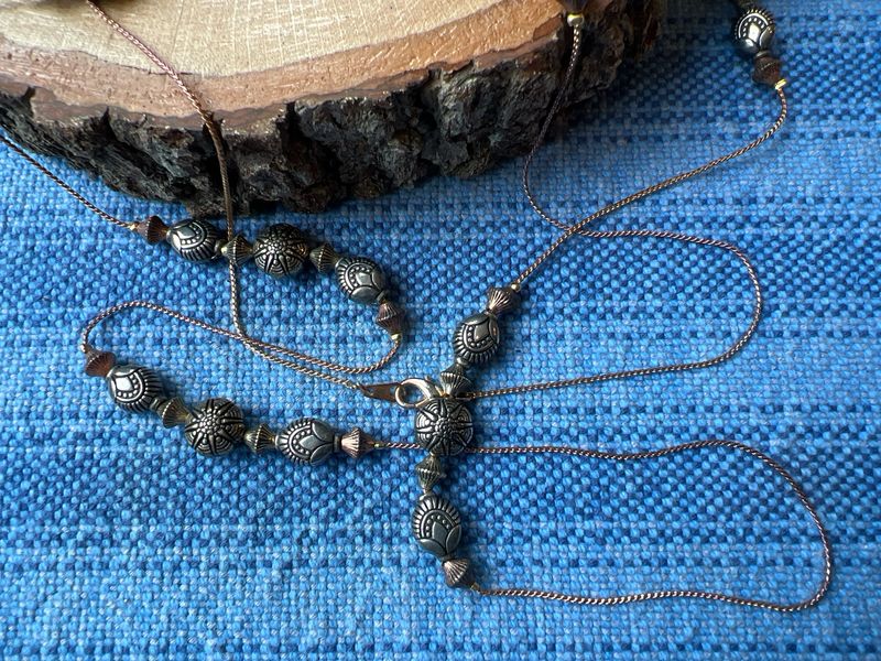 Etched Echoes – Vintage Copper &amp; Silver Necklace, 1970s Layered