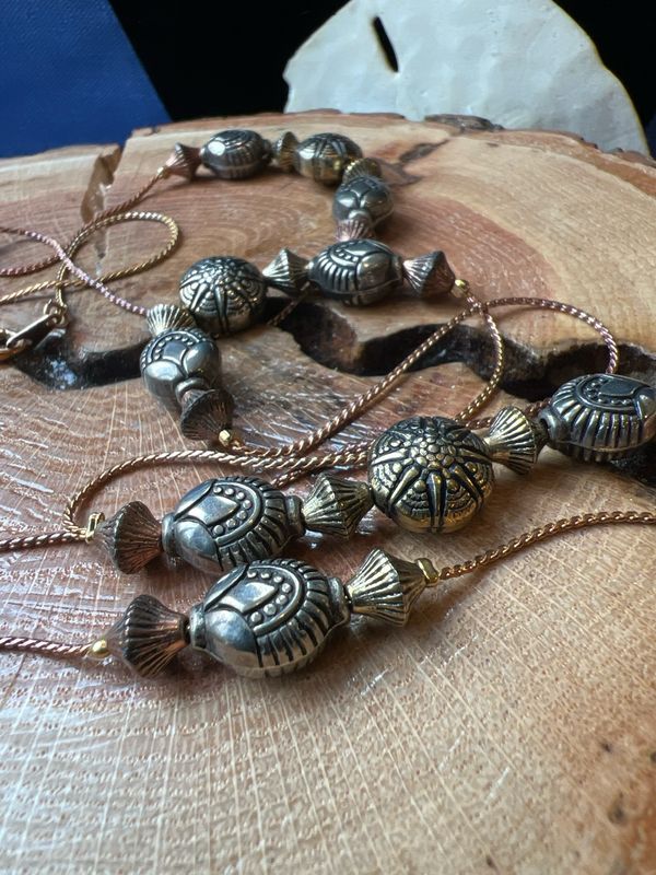 Etched Echoes – Vintage Copper &amp; Silver Necklace, 1970s Layered