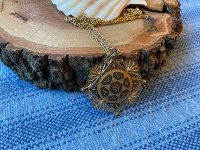 Vintage Damascene Pendant Necklace