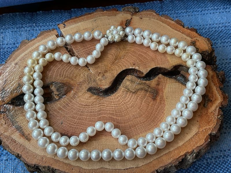 Double Strand Pearl Choker Necklace – Signed JAPAN, Vintage 1950s Elegance