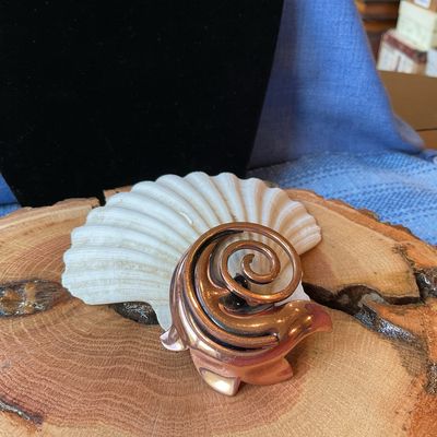 1950s Copper Swirl Brooch | Hand-Wrought Abstract Form | Unsigned Rame Studio Style | 2” Mid-Century Modern