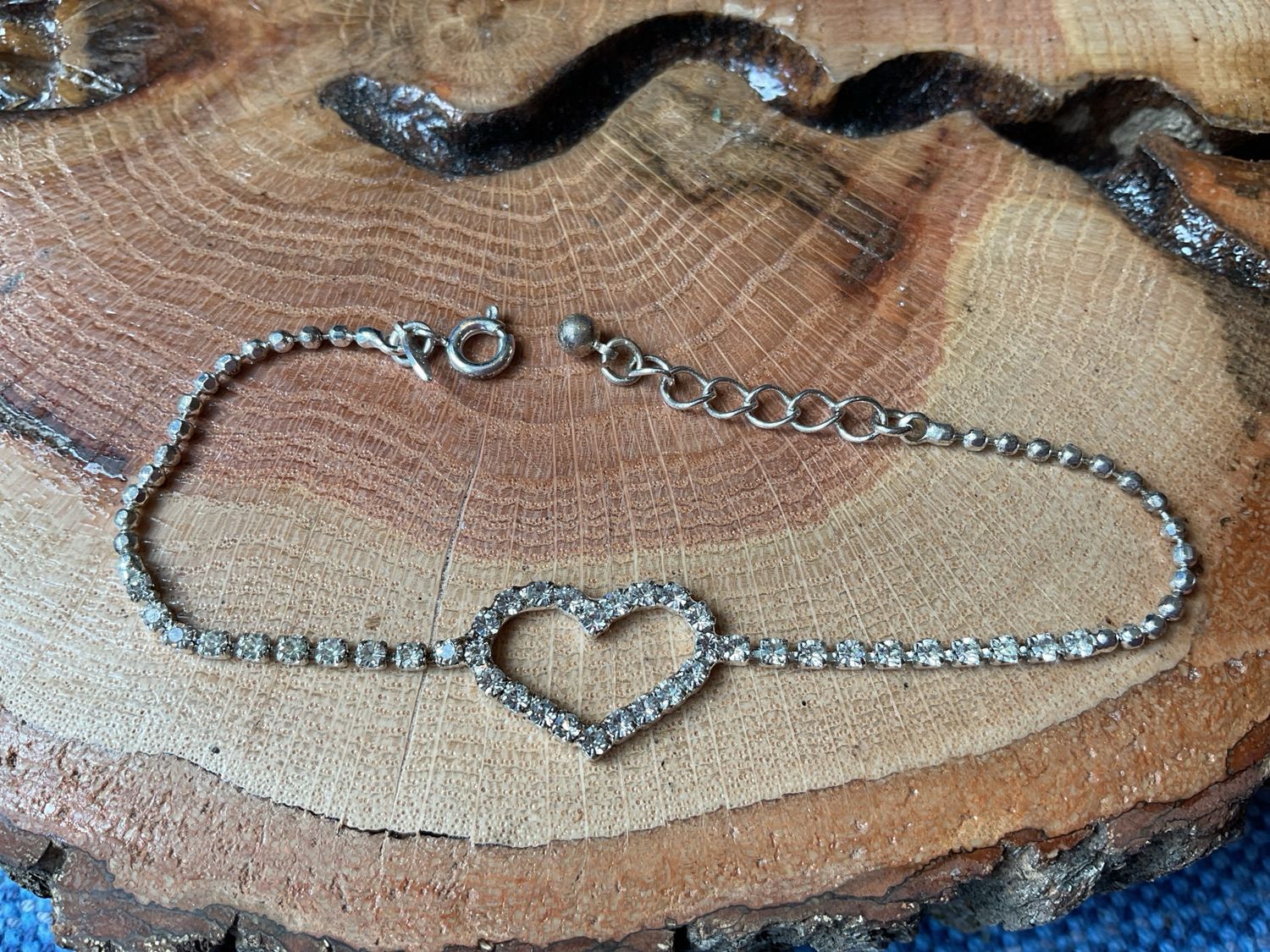 Rhinestone Heart Vintage AVON Bracelet
