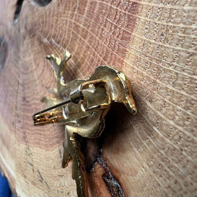 Vintage Deco Style Bird On A Limb Pin
