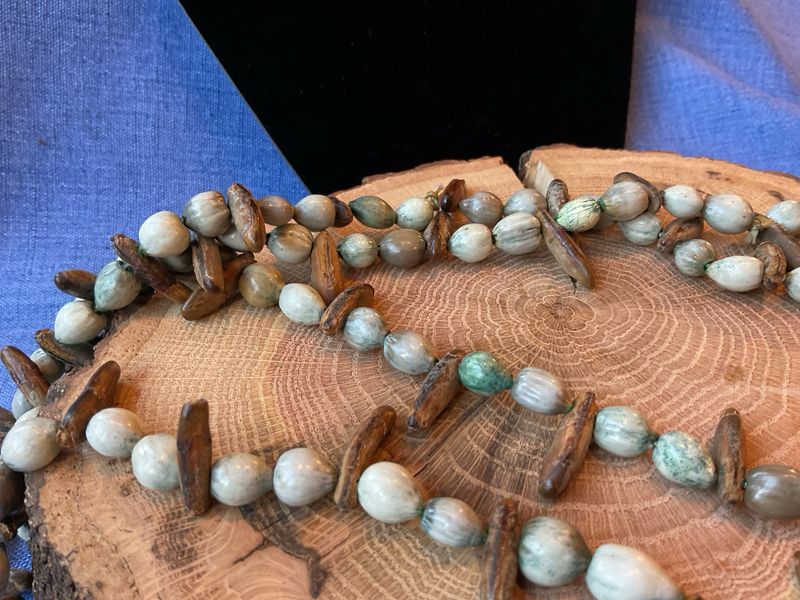 Earthline – Vintage Seed Pod &amp; Bead Necklace, 48” Estate Find