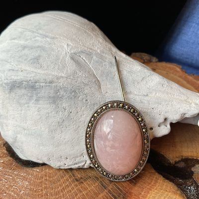 Rose Quartz Cabochon Brooch