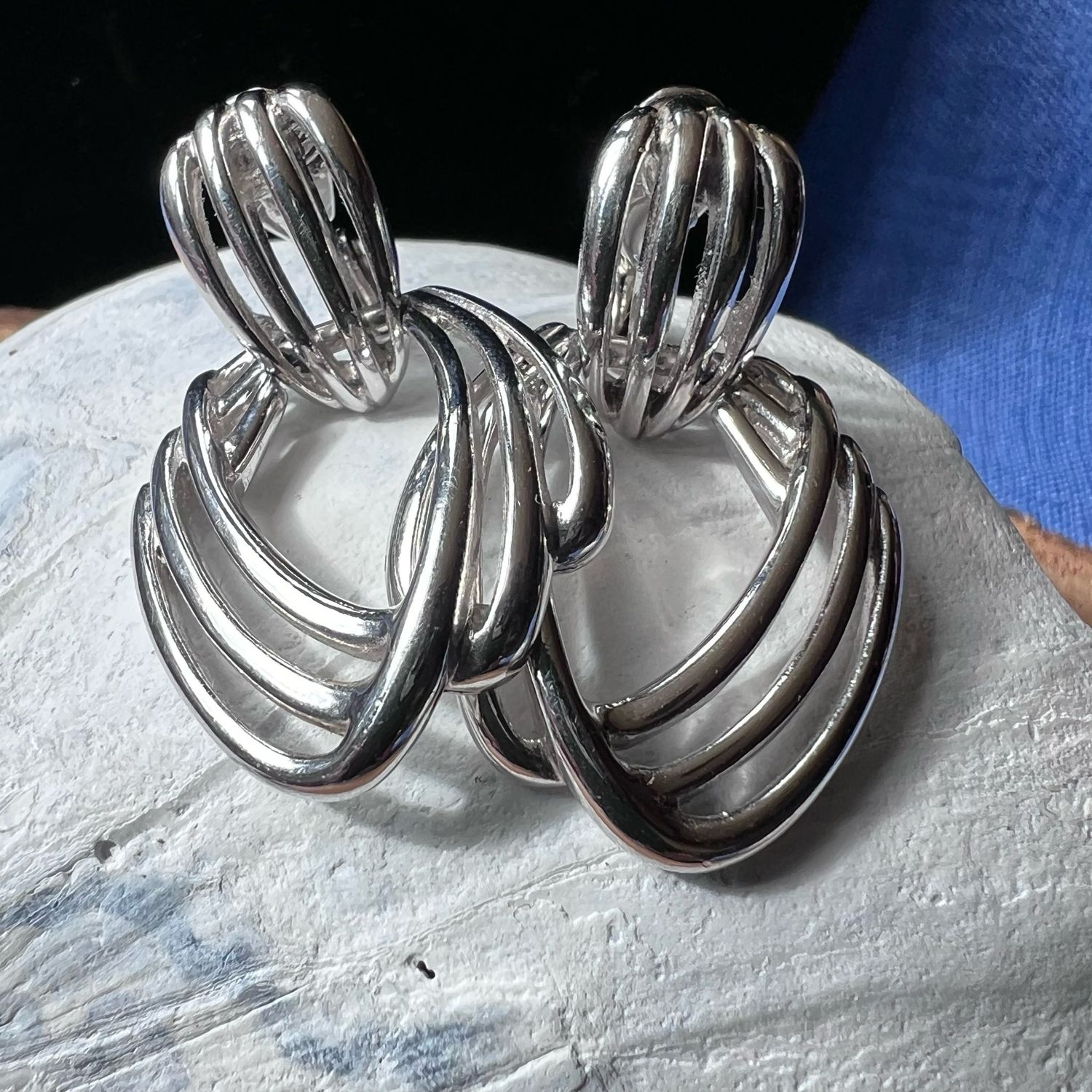 MONET Signed Silver Earrings