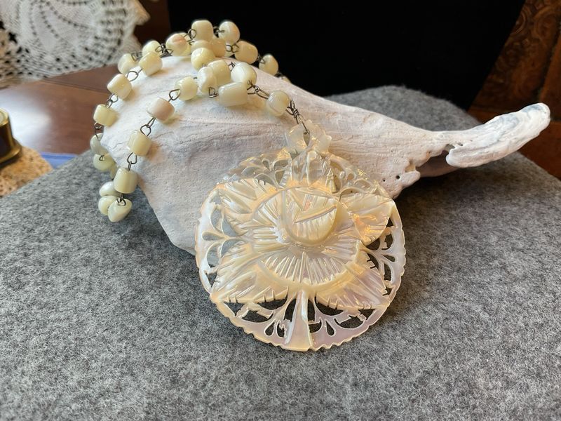 Quiet Light – Vintage Mother of Pearl Pendant Necklace