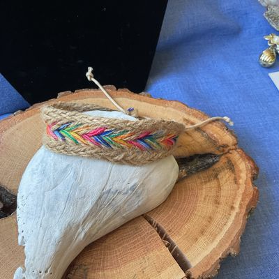 Rainbow Braided Jute Bracelet