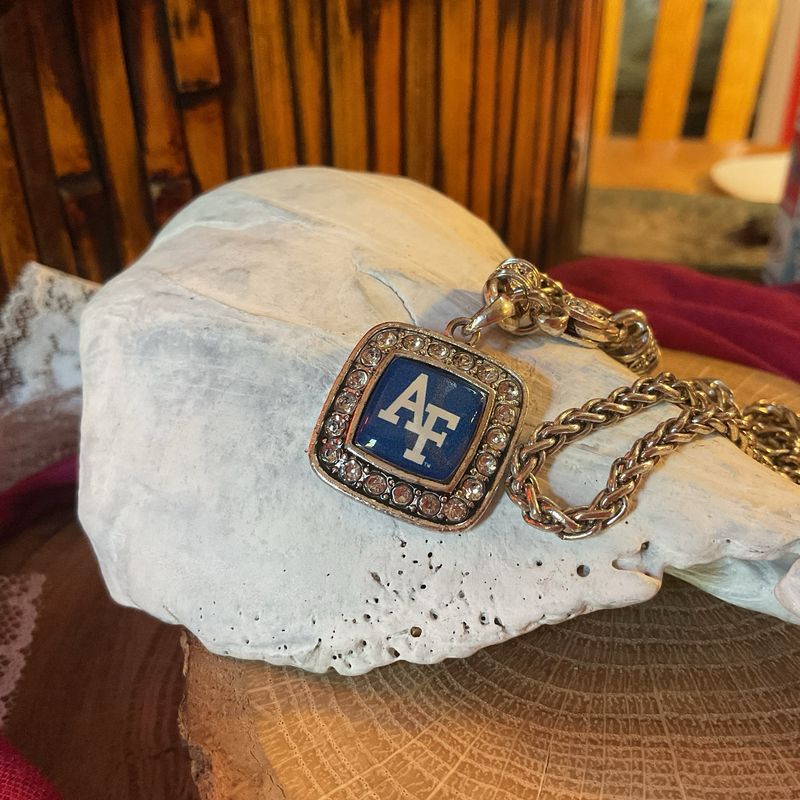 Vintage Air Force Charm Pendant on Silver Tone Chain – Estate Find, Rare Military Jewelry