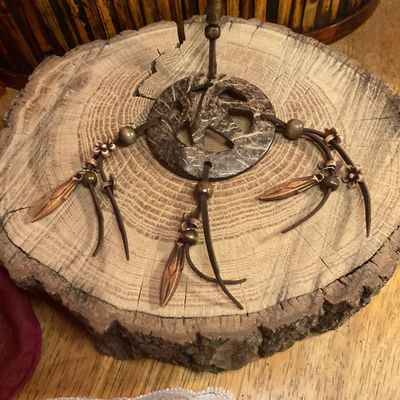 Leather And Carved Wood Necklace
