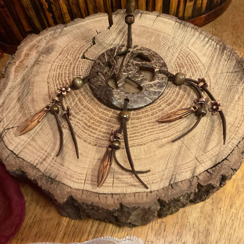 Leather And Carved Wood Necklace