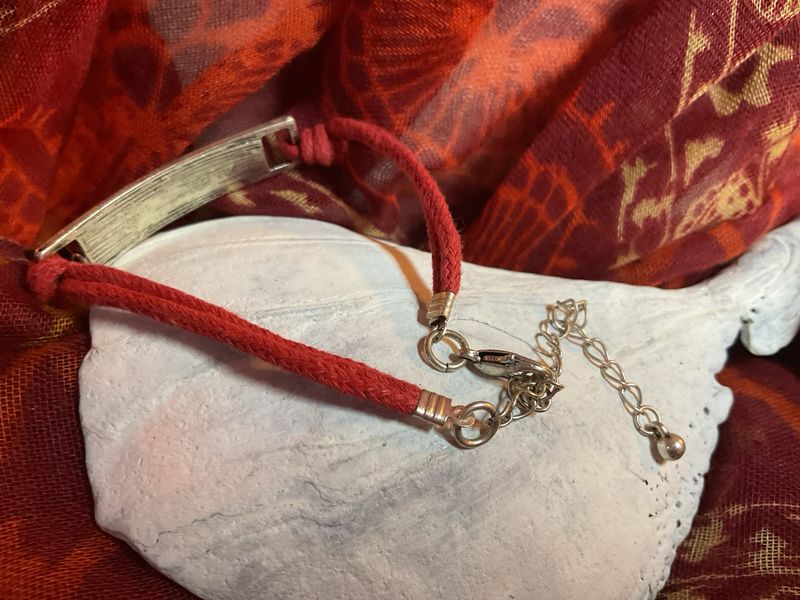 Slipknot Red Cord Bracelet with Burnished Nameplate