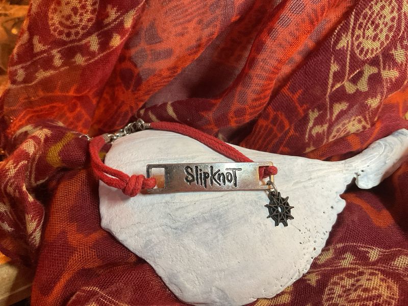 Slipknot Red Cord Bracelet with Burnished Nameplate
