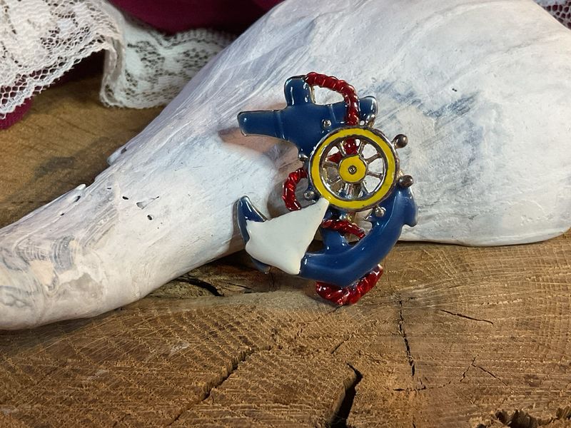 Starboard Spirit – Vintage MJ Nautical Anchor Brooch/Pendant (1970s)