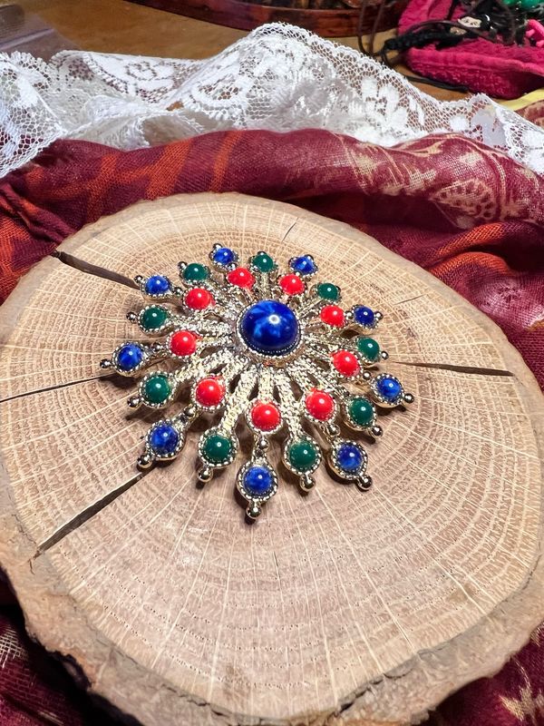 Silver Bracelet with Colorful Cabochons | Vintage Sarah Coventry Keepsake