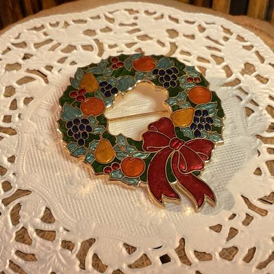 Fall Harvest Enamel Christmas Brooch