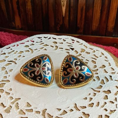 Gold Plated Enamel Earrings