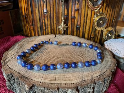 Cobalt &amp; Pale Blue Beaded Choker – Estate Collection, 1950s–60s Elegance