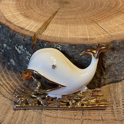 Whale Riding Golden Wave Brooch/Pin