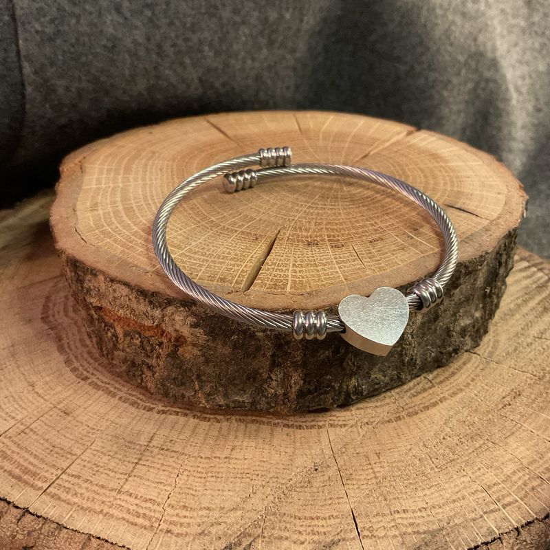 Stainless Steel Wrap Bracelet with Monogrammed Heart