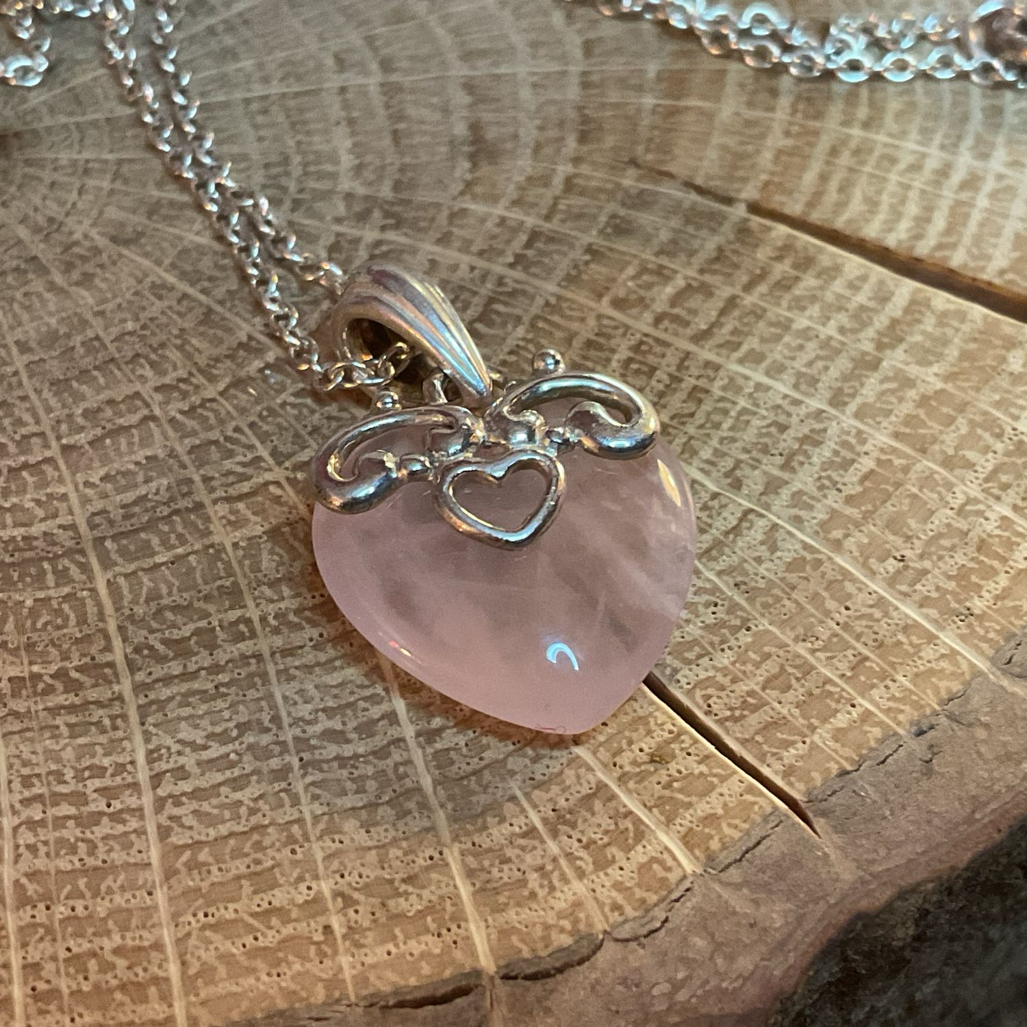 925 Silver Rose Quartz Necklace