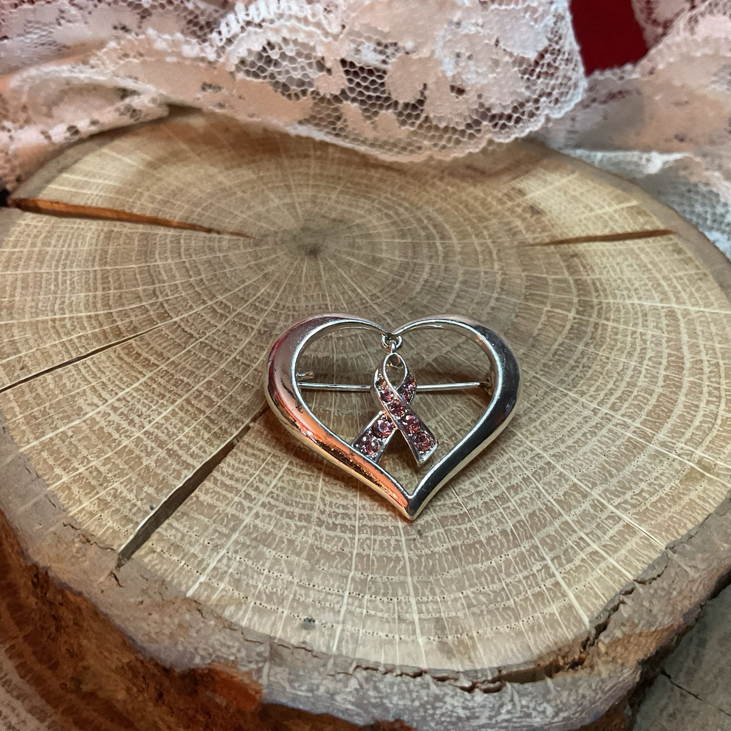 Heart Cancer Survivor Silver Brooch