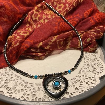 Hematite Beaded Silver Necklace