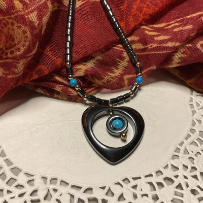 Hematite Beaded Silver Necklace