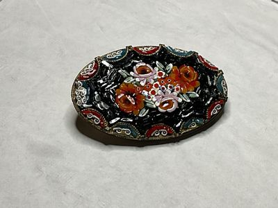 Early 20th Century Micro Mosaic Floral Brooch – Vintage Italian Artistry, Estate Jewelry 